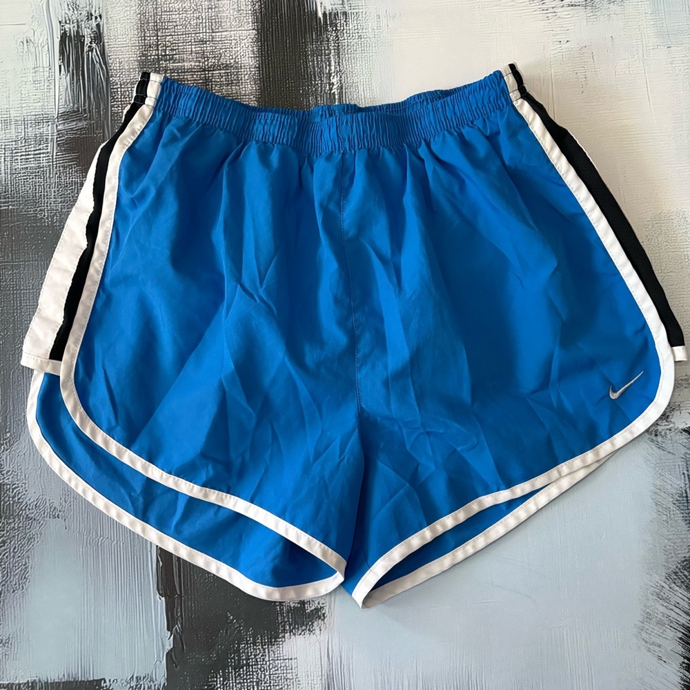 Nike Dri-FIT Tempo Running Shorts Women’s Small Blue with White & Black Stripes